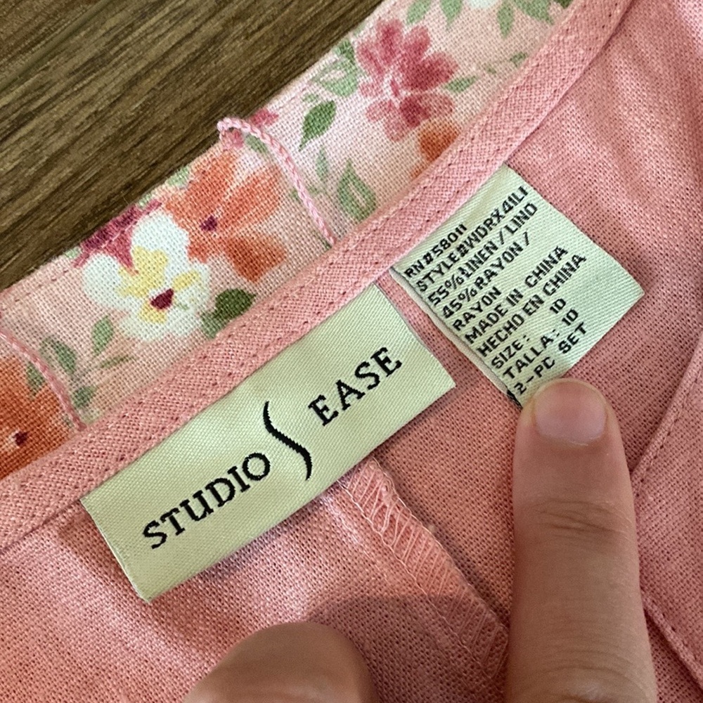 VTG 90’s Studio Ease Dress Linen Maxi Floral reversible size 10 teacher modest - Picture 5 of 12